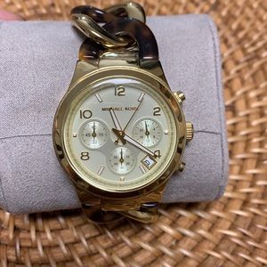 Micheal kors watch gold and tortoise